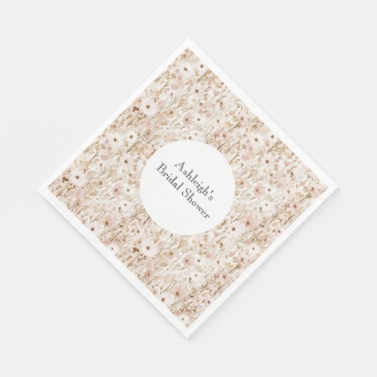  Blush Brown Floral Vrijgezellenfeest Servet (Hoek)