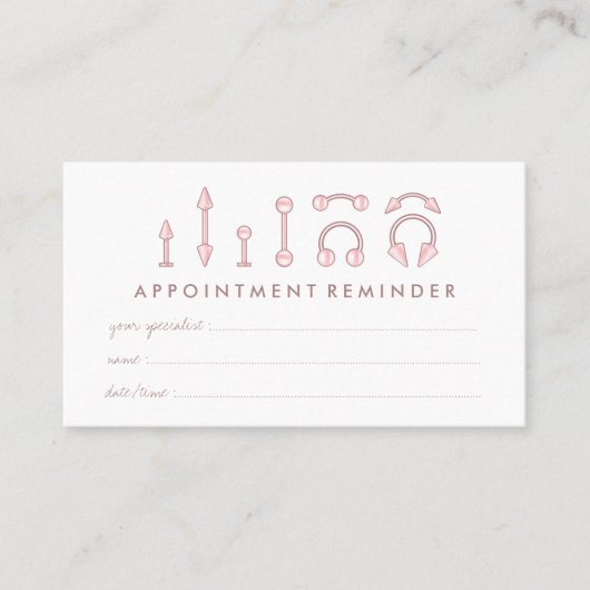 Blush Brown Jewelry Appointment Body Piercing Visitekaartje (Voorkant)