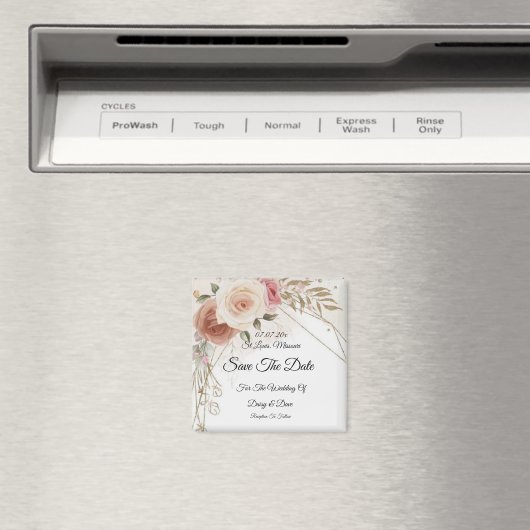 Blush Brown redt de Date Magnet-uitnodiging Magneet (Insitu (Vaatwasser))