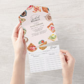 Blush Bruids Brunch Wafels & Recept All In One Uitnodiging (Afscheurbaar)