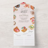 Blush Bruids Brunch Wafels & Recept All In One Uitnodiging (Binnen)