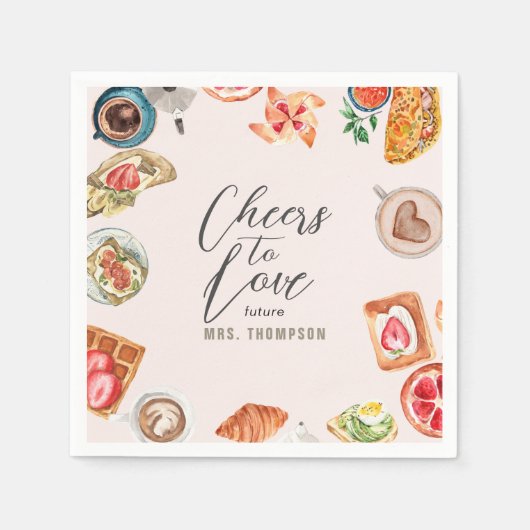 Blush Bruids Brunch Waffels Pannenkoeken Servet (Voorkant)