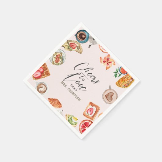 Blush Bruids Brunch Waffels Pannenkoeken Servet (Hoek)