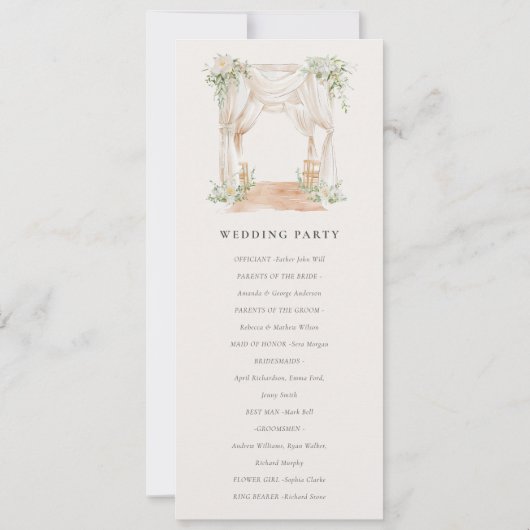 Blush Bruiloft Bladerdak Ceremonie Trouwprogramma Kaart (Achterkant)