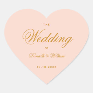 Blush bruiloft elegante kalligrafie Eenvoudig roze Hart Sticker
