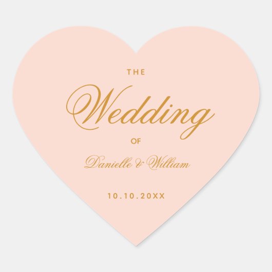 Blush bruiloft elegante kalligrafie Eenvoudig roze Hart Sticker (Voorkant)