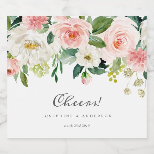 Blush bruiloft gunst likeurfles etiket (Enkel label)