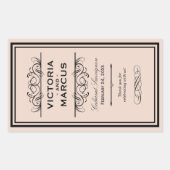 Blush Bruiloft Wijnfles Monogram Rechthoekige Sticker (Voorkant)