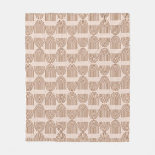 Blush Bruine Boog Lijn Kunst Moderne Geometrisch Fleece Deken
