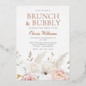 Blush Brunch & Bubbly Vrijgezellenfeest Roos Goud Folie Uitnodiging (Voorkant)