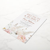 Blush Brunch & Bubbly Vrijgezellenfeest Roos Goud Folie Uitnodiging (Gedraaid)