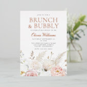 Blush Brunch & Bubbly Vrijgezellenfeest Roos Goud Folie Uitnodiging (Staand Voorkant)