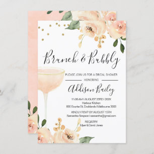 Blush Brunch Champagne Bridal Shower Invitation Kaart