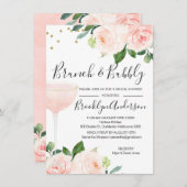 Blush Brunch Champagne Bridal Shower Invitation Kaart (Voorkant / Achterkant)