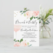 Blush Brunch Champagne Bridal Shower Invitation Kaart (Staand voorkant)