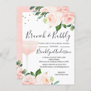 Blush Brunch Champagne Bridal Shower Invitation Kaart
