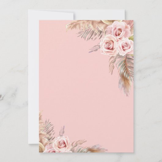 Blush Brunch en Bubbly Pampas Grass Vrijgezellenfe Kaart (Achterkant)