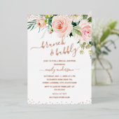 Blush Brunch... ROOS GOLD Vrijgezellenfeest Folie Uitnodiging (Staand Voorkant)