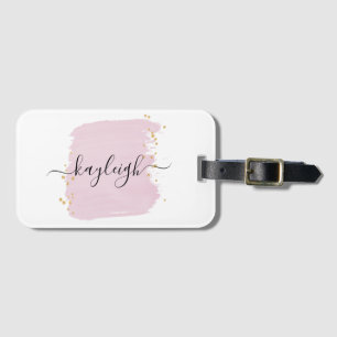 Blush Brush Stroke Gold Stippen Bagagelabel