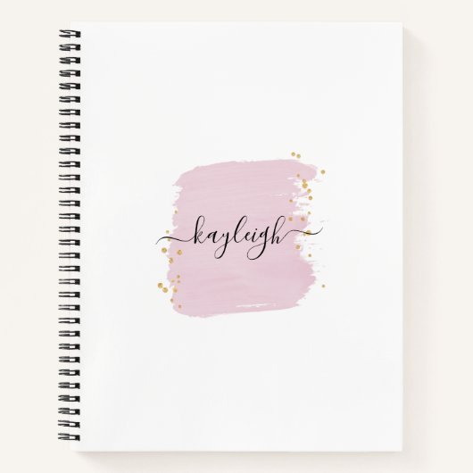 Blush Brush Stroke Gold Stippen Notitieboek (Voorkant)