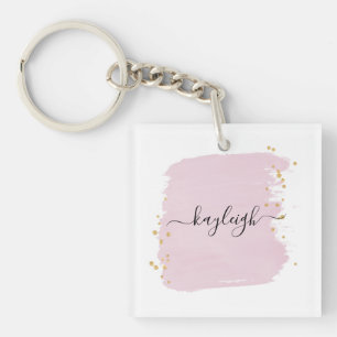 Blush Brush Stroke Gold Stippen Sleutelhanger