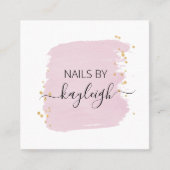 Blush Brush Stroke Gold Stippen Vierkante Visitekaartje (Voorkant)