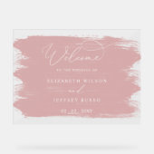 Blush Brush Strokes Bruiloft Welkomstbord Acryl Bord (Voorkant)