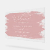 Blush Brush Strokes Bruiloft Welkomstbord Acryl Bord (Hoek)