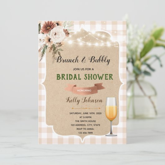 Blush bubbelpicknick-uitnodiging kaart (Staand voorkant)