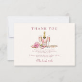 Blush Bubbly & Parels Bruiloftsfeest Bedankkaart (Voorkant)