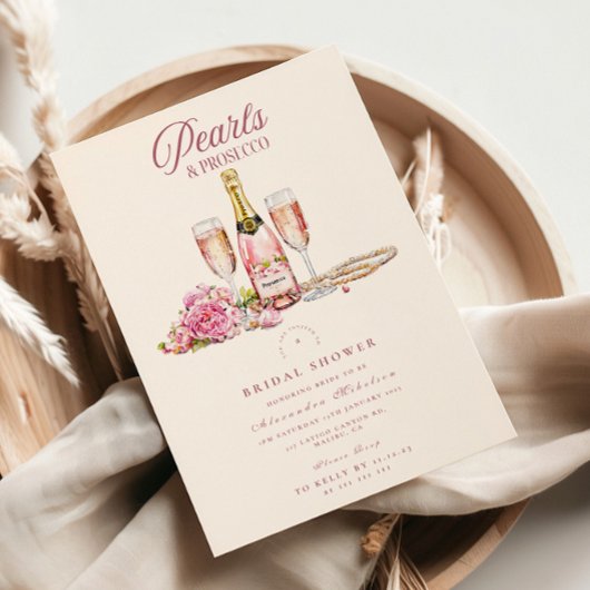 Blush Bubbly & Pearls Vrijgezellenfeest Kaart