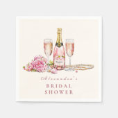Blush Bubbly & Pearls Vrijgezellenfeest Servet (Voorkant)