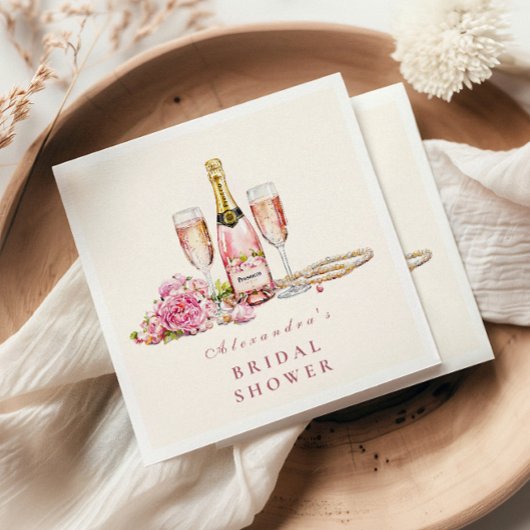 Blush Bubbly & Pearls Vrijgezellenfeest Servet