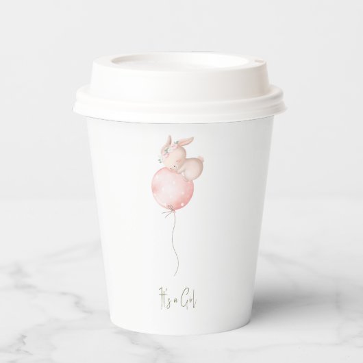 Blush Bunny Baby shower Het is een meisje Papieren Bekers (Voorkant)