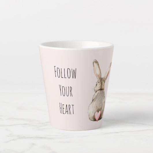Blush Bunny Rabbit Heart Latte Mok (Voorkant)