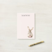 Blush Bunny Rabbit Heart Post-it® Notes (Op bureau)