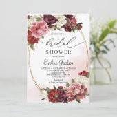 Blush burgudny goudovale  bloemen pinda's kaart (Staand voorkant)