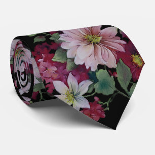 Blush Burgundy Black Floral Wedding Stropdas