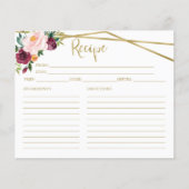 Blush Burgundy Bloem Bruiloft Borrel Recept Kaart (Voorkant)