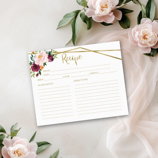 Blush Burgundy Bloem Bruiloft Borrel Recept Kaart