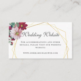 Blush Burgundy Bloemen Goud Wit Trouwwebsite Informatiekaartje
