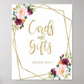 Blush Burgundy Bloemkaarten En Cadeaus Bord Poster (Voorkant)