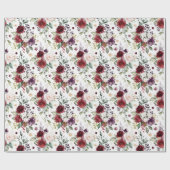 Blush Burgundy Boho Floral Greenery Rustic Cadeaupapier (Vlak)