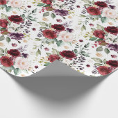 Blush Burgundy Boho Floral Greenery Rustic Cadeaupapier (Hoek)