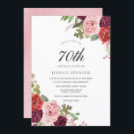 Blush & Burgundy Floral 70th Birthday Party Invite Kaart<br><div class="desc">Blush & Bourgogne Floral 70th Birthday Party Invite Bekijk passend collectie in Niche en Nest Store</div>