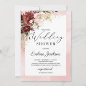 Blush Burgundy Floral Boho Wedding Shower Invite Kaart (Voorkant)