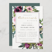 BLUSH BURGUNDY FLORAL BUNCH REHEARSAL DINNER KAART (Voorkant / Achterkant)