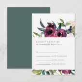 BLUSH BURGUNDY FLORAL BUNCH WATERVERF RSVP (Voorkant / Achterkant)