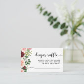 Blush Burgundy Floral Diaper Raffle Ticket Informatiekaartje (Staand voorkant)