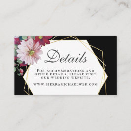 Blush Burgundy Floral Gold Geometric Black Weddens Informatiekaartje